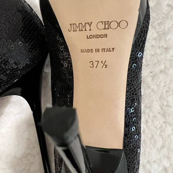 Jimmy Choo COSMIC Black Sequin Patent Leather Platform - Picture 12 of 13